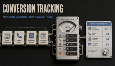 Website actions passing through a conversion verification system and becoming reliable marketing performance data.